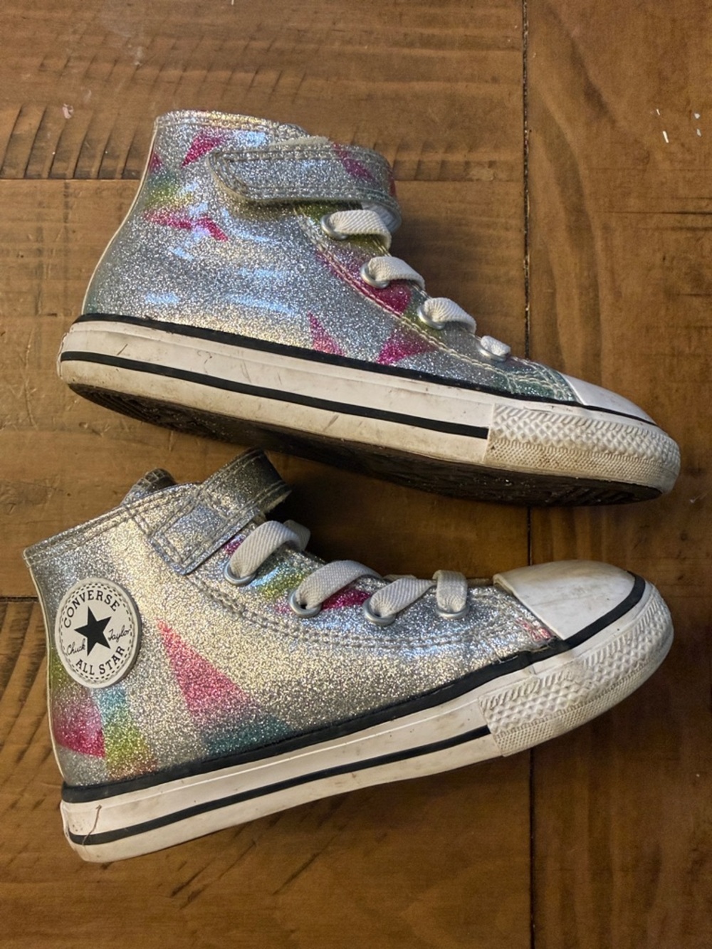 🌈 Converse Toddler High Tops - glitter rainbow pattern!